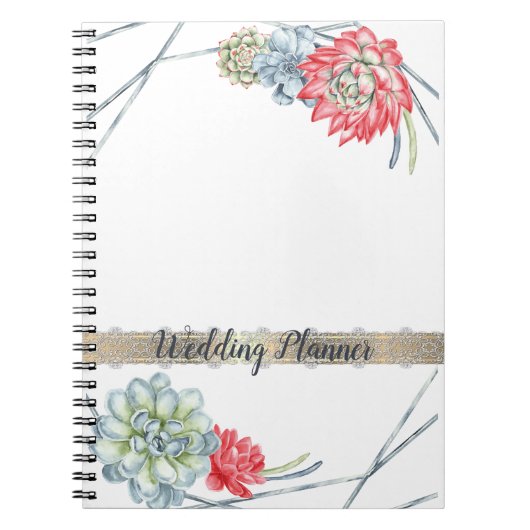 Carnet Aquarelle Rouge du désert Succulents (Devant)