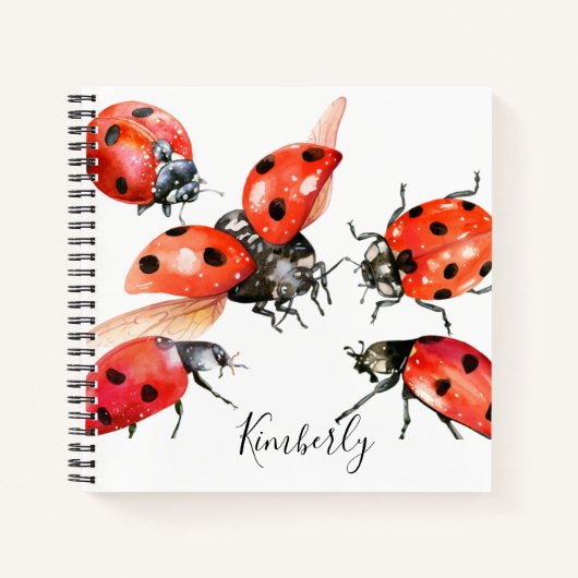 Carnet Aquarelle rouge et noire Ladybug  (Devant)