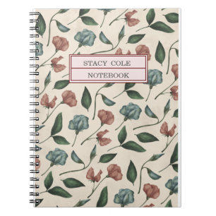 Carnet Aquarelle rouge vert mou personnalisée Floral