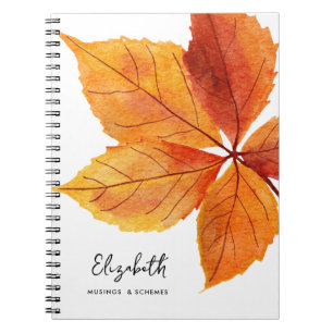 Carnet Aquarelle Russe Automne Automne Monogramme feuille