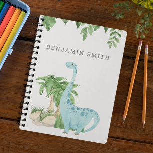 Carnet Aquarelle rustique dinosaure mignon nom personnali