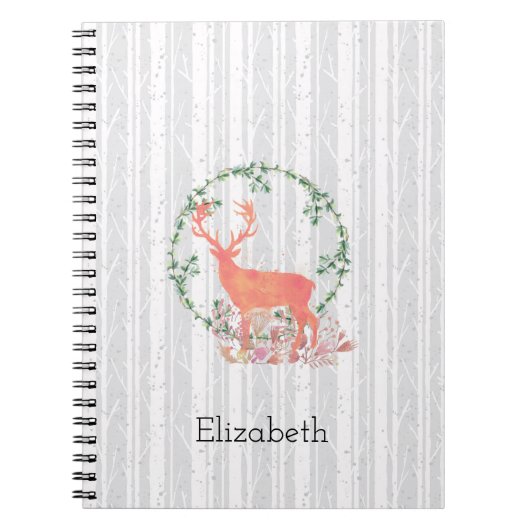 Carnet Aquarelle Rustique Reindeer Boho Personnalisée (Devant)