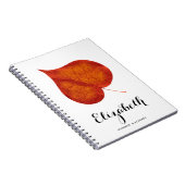 Carnet Aquarelle rustique Rouge Orange Feuille d'automne (Côté Droit)