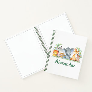 Carnet Aquarelle Safari Jungle Animaux Dessin vert