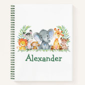 Carnet Aquarelle Safari Jungle Animaux Dessin vert (Devant)