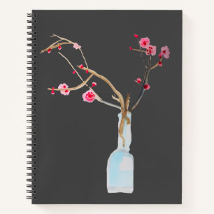 Carnet Aquarelle sakura fleurs de cerisier rose