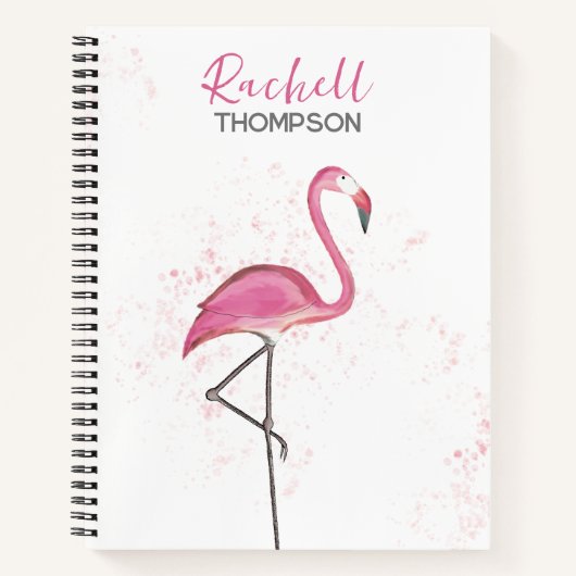 Carnet Aquarelle simple et élégante Flamant rose rose (Devant)