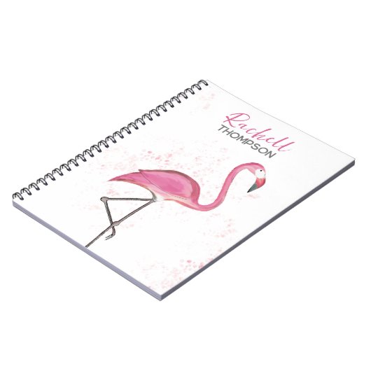 Carnet Aquarelle simple et élégante Flamant rose rose (Côté gauche)