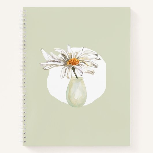Carnet Aquarelle simple florale Vert sage moderne (Devant)