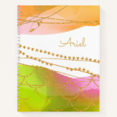 Carnet Aquarelle Sirène NOM Motif Moderne Plage Elle (Devant)