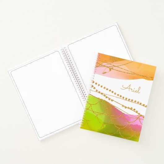 Carnet Aquarelle Sirène NOM Motif Moderne Plage Elle (Intérieur)
