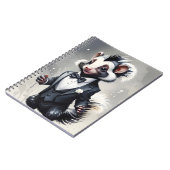 Carnet Aquarelle Skunk Tuxedo Cravate noire Fleur blanche (Côté gauche)