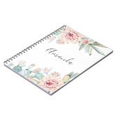 Carnet Aquarelle succulente. Cactus à fleurs roses. Cactu (Côté gauche)