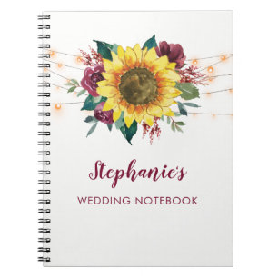 Carnet Aquarelle Sunflower Lights Mariage personnalisé
