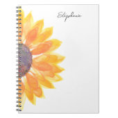 Carnet Aquarelle Sunflower Nom personnalisé (Devant)