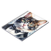 Carnet Aquarelle Tabby Cat dans une Cravate Tuxedo et Bla (Côté gauche)