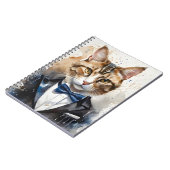 Carnet Aquarelle Tabby Cat dans une Cravate Tuxedo et Blu (Côté gauche)