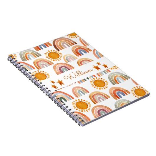 Carnet Aquarelle Terre moderne Boho Nom arc-en-ciel (Côté Droit)