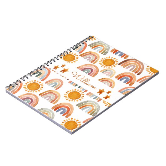 Carnet Aquarelle Terre moderne Boho Nom arc-en-ciel (Côté gauche)