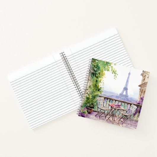 Carnet Aquarelle Tour Eiffel Paris Café français (Intérieur)