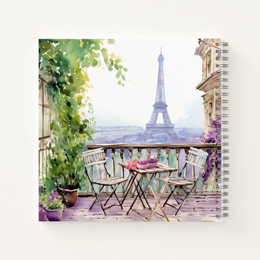 Carnet Aquarelle Tour Eiffel Paris Café français (Dos)