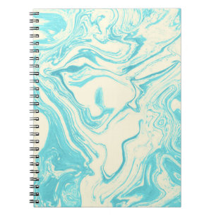 Carnet Aquarelle Tourbillon de Marbre Bleu Turquoise et B
