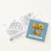 Carnet Aquarelle tournesol bleu À damiers recette (Intérieur)