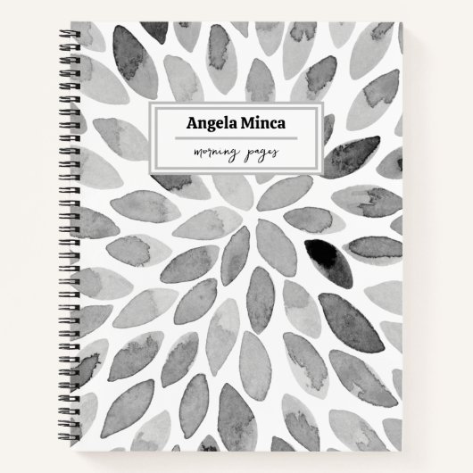 Carnet Aquarelle traits noir & blanc personnalisable (Devant)