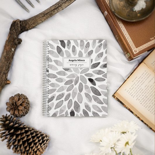 Carnet Aquarelle traits noir & blanc personnalisable