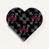 Carnet Aquarelle transparente rouge roses fleurs blanc ou (Devant)