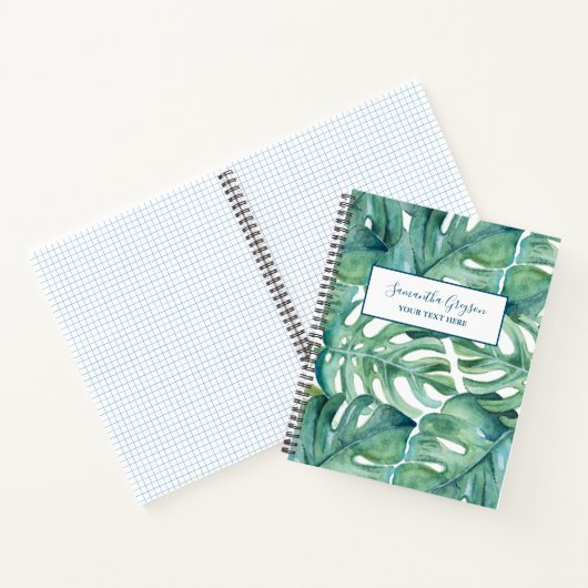 Carnet Aquarelle Tropical Palm Feuilles Personnalisés (Intérieur)