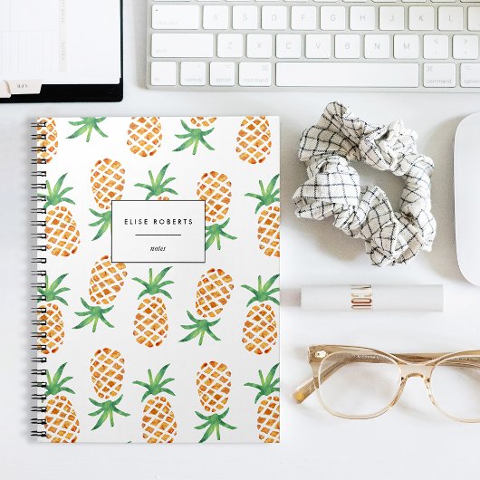 Carnet Aquarelle tropicale Motif d'ananas