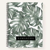 Carnet Aquarelle tropicale Oasis moderne Feuille Motif (Devant)