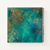 Carnet Aquarelle Turquoise Abstraite Grunge d'or Mandala (Dos)