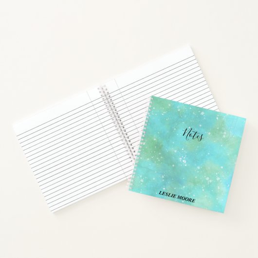 Carnet Aquarelle Turquoise Avec Pointes Blanches (Intérieur)