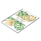 Carnet Aquarelle Verdure Palm Feuille Gold Business (Côté gauche)