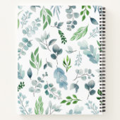 Carnet Aquarelle Vert Bleu Vert Feuillage Monogramme (Dos)