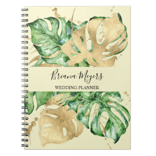 Carnet Aquarelle Vert Palm Or Business Jaune
