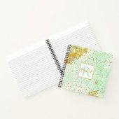 Carnet Aquarelle verte à la menthe, monogramme de confett (Intérieur)