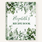 Carnet Aquarelle verte Ivy Ferns Sage Recette (Devant)
