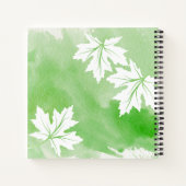 Carnet Aquarelle verte moderne et feuilles d'érable blanc (Dos)