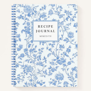 Carnet Aquarelle vintage bleu Floral Français Toile Recet