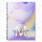 Carnet Aquarelle violet Abstrait Girly Luxury Monogramme