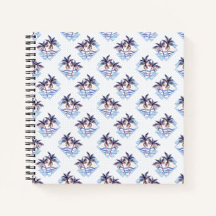 Carnet Aquarelle violet Motif de palmier géométrique