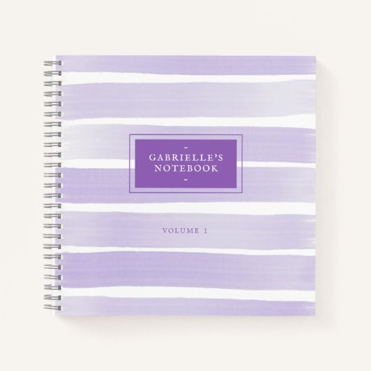Carnet Aquarelle violet orchidée bande personnalisée (Devant)