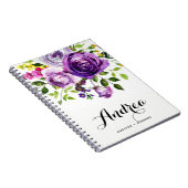 Carnet Aquarelle violet Rose Botanique Personnalisée (Côté Droit)