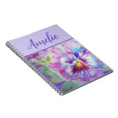 Carnet Aquarelle violette de Pansy Jolie fleur florale (Côté Droit)