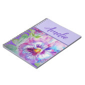 Carnet Aquarelle violette de Pansy Jolie fleur florale (Côté gauche)