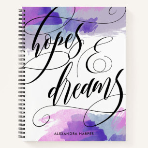 Carnet Aquarelle violette - Espoirs et rêves - Nom