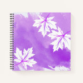 Carnet Aquarelle violette moderne et feuilles d'érable bl (Devant)